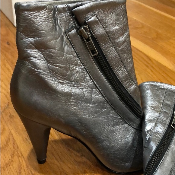 Silver Ankle Cross Zip Booties - Picture 3 of 10